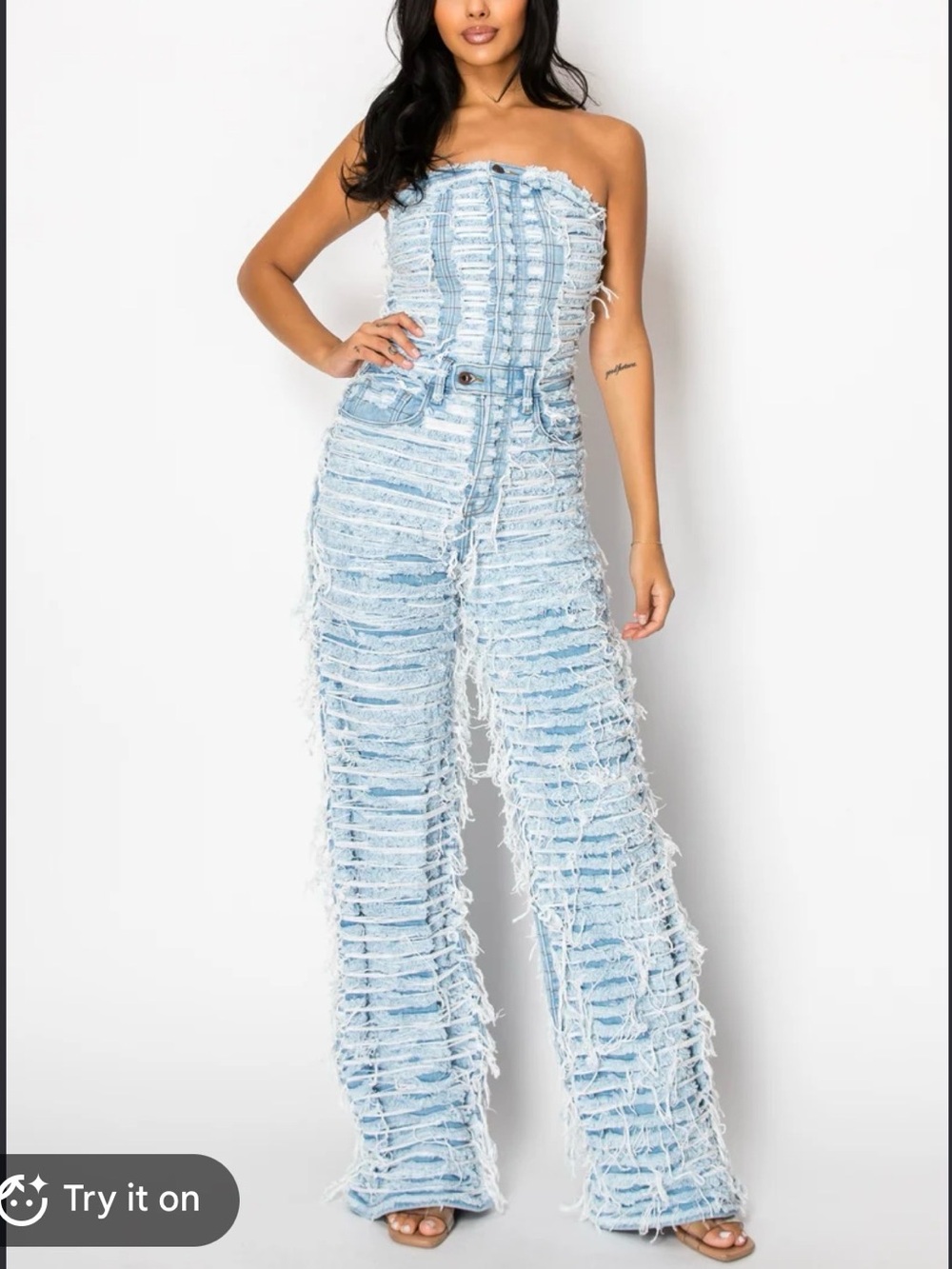 Akira Strapless Blue Cargo Distressed Streetwear Y2K Gorpcore Jumpsuit m